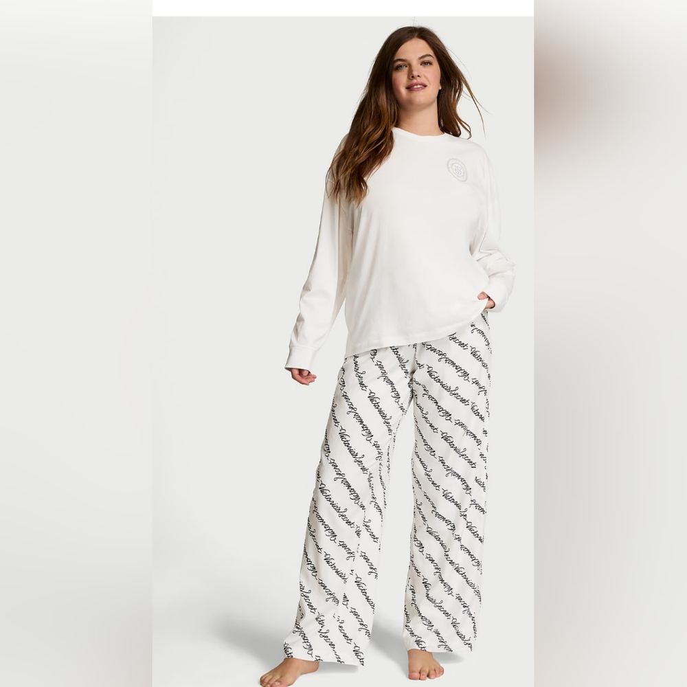 New Victoria secret Flannel Long-Sleeve Tee-Jama Set LARGE